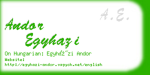 andor egyhazi business card